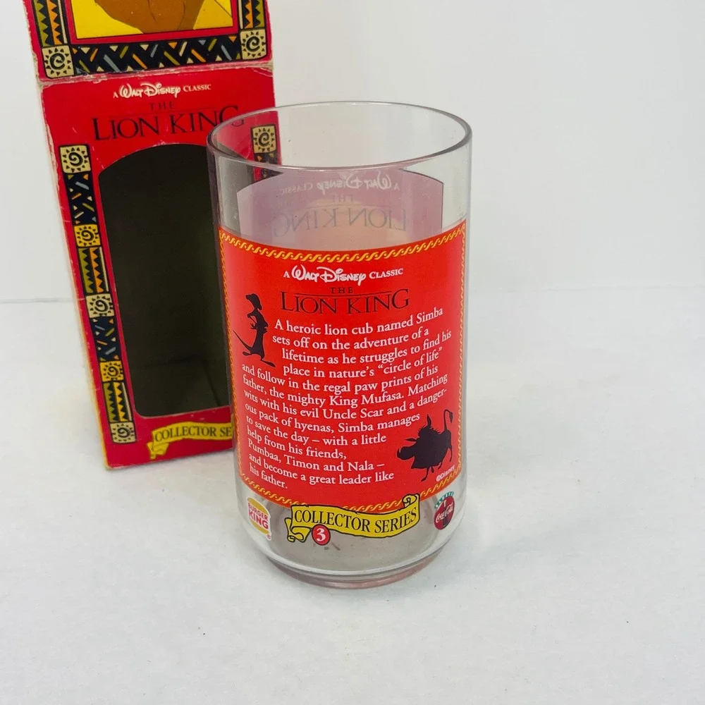 Vintage 1994 Disney Lion King Burger King Coca-Cola Collector Glass Series 3 Box
